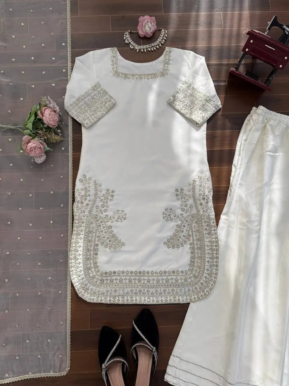 Elegant Crepe Palazzo Suit Set for Festive and Occasion Wear