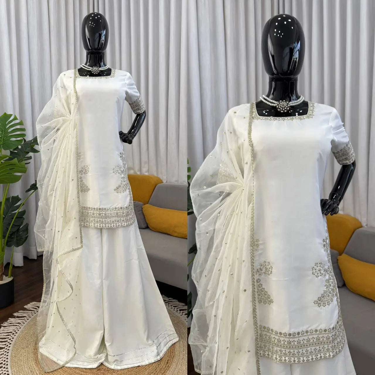 Elegant Crepe Palazzo Suit Set for Festive and Occasion Wear