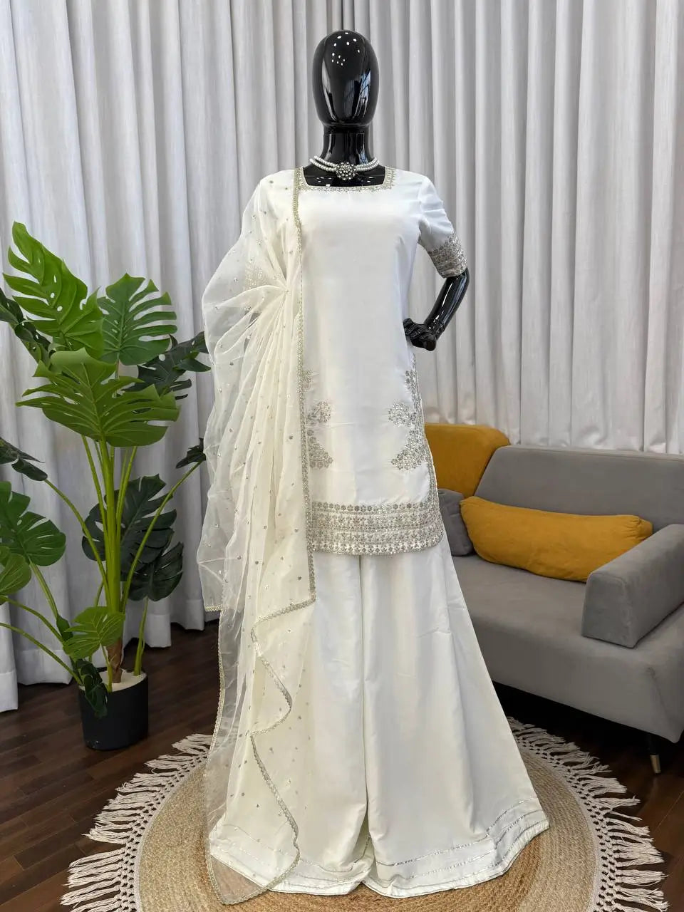Elegant Crepe Palazzo Suit Set for Festive and Occasion Wear