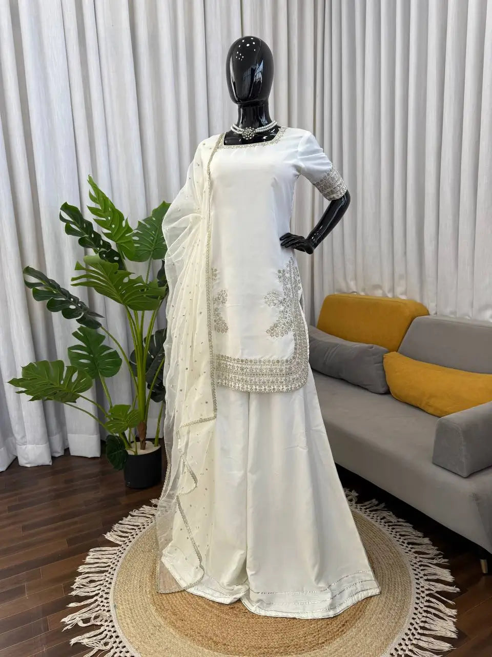 Elegant Crepe Palazzo Suit Set for Festive and Occasion Wear