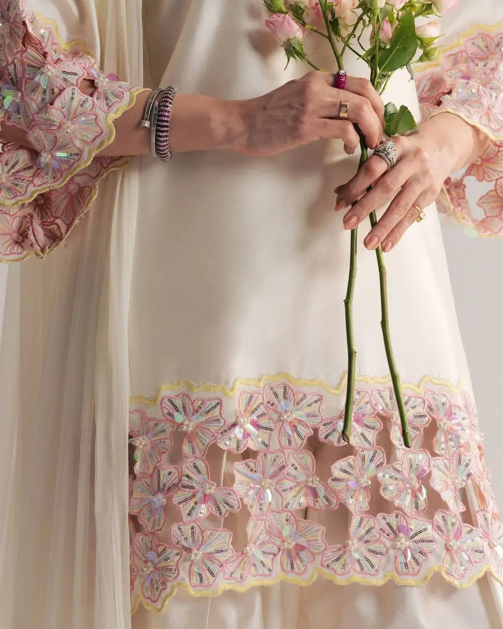 Elegant Crepe Silk Kurta Set with Handwork Lace for Festive and Occasion Wear