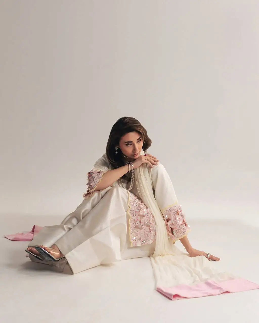 Elegant Crepe Silk Kurta Set with Handwork Lace for Festive and Occasion Wear
