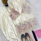 Elegant Crepe Silk Kurta Set with Moti Handwork and Organza Dupatta for Festive Wear