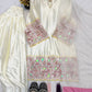 Elegant Crepe Silk Kurta Set with Moti Handwork and Organza Dupatta for Festive Wear