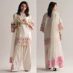 Elegant Crepe Silk Kurta Set with Moti Handwork and Organza Dupatta for Festive Wear