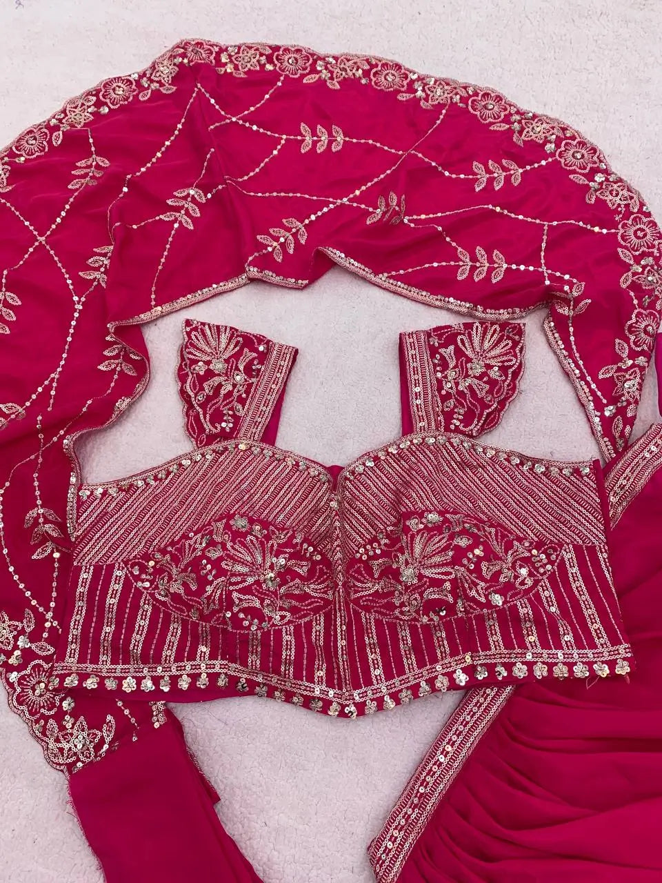 Elegant Crepe Silk Lehenga Style Saree for Festive and Wedding Wear