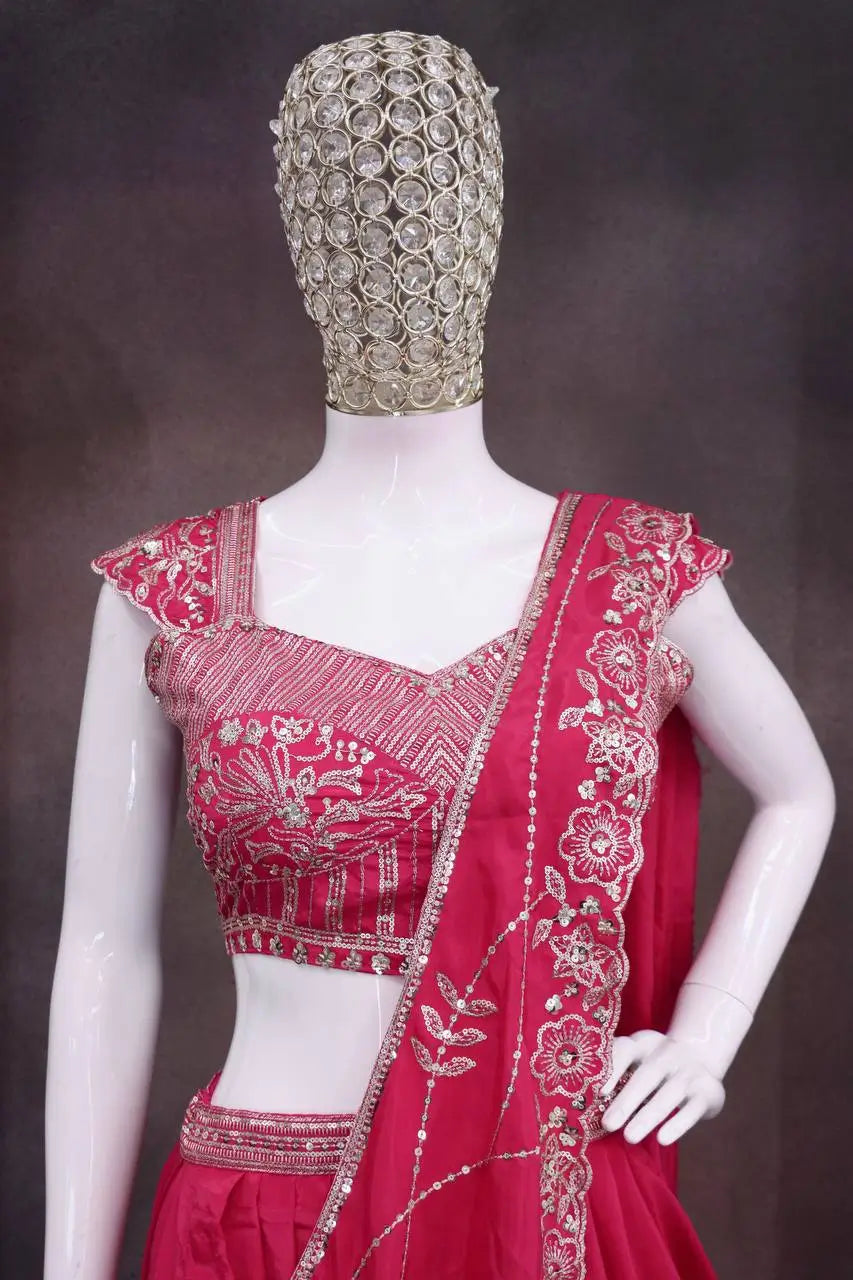 Elegant Crepe Silk Lehenga Style Saree for Festive and Wedding Wear