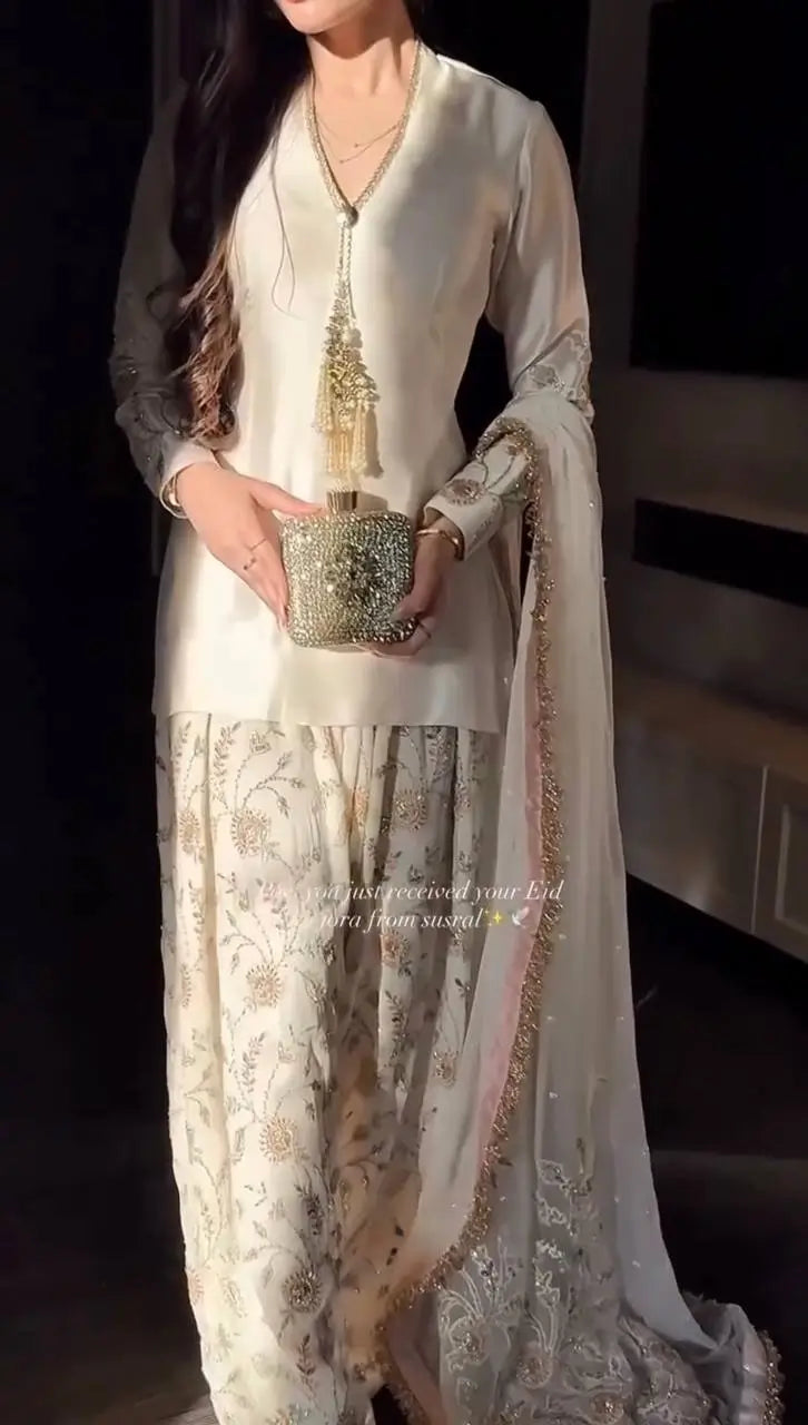 Elegant Crepe Silk Sharara Set for Festive and Party Wear