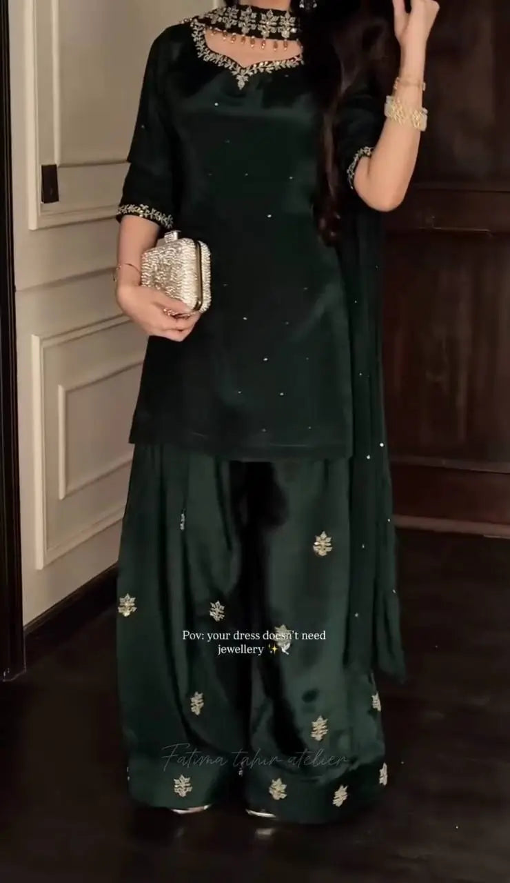 Elegant Crepe Silk Sharara Set for Festive and Party Wear