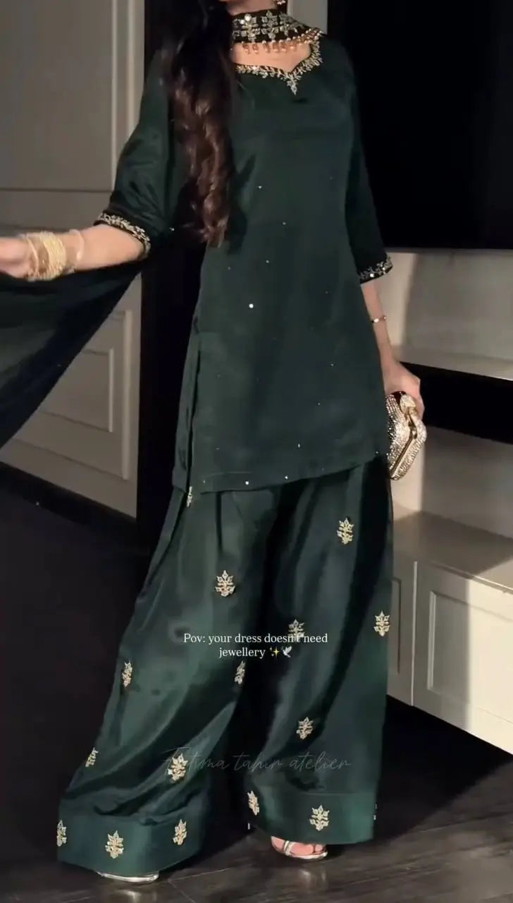 Elegant Crepe Silk Sharara Set for Festive and Party Wear