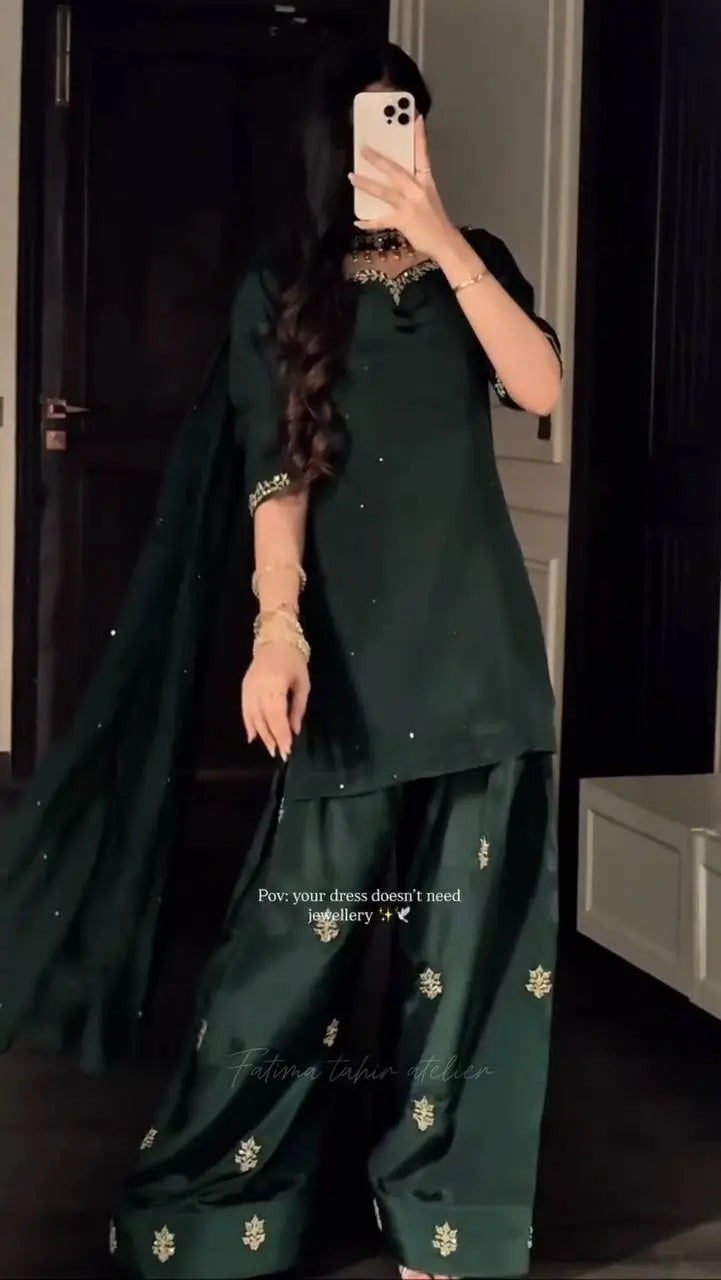 Elegant Crepe Silk Sharara Set for Festive and Party Wear