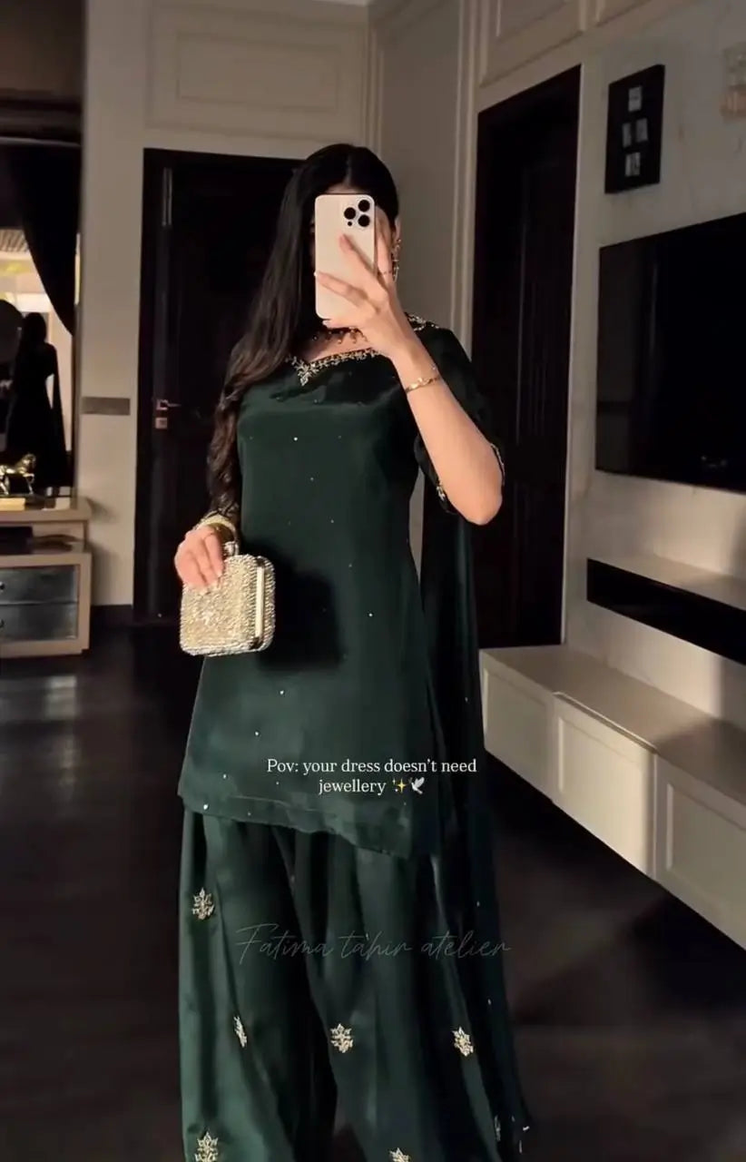 Elegant Crepe Silk Sharara Set for Festive and Party Wear