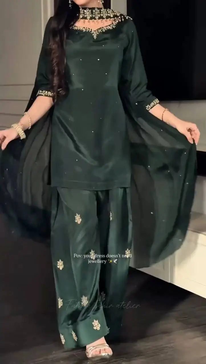 Elegant Crepe Silk Sharara Set for Festive and Party Wear
