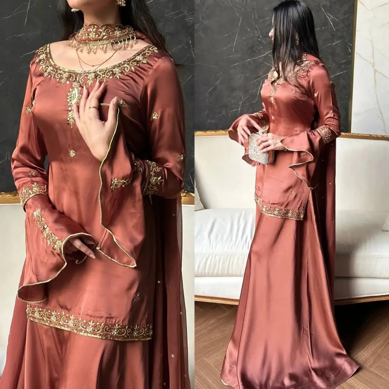 Elegant Crepe Silk Sharara Set for Festive and Party Wear