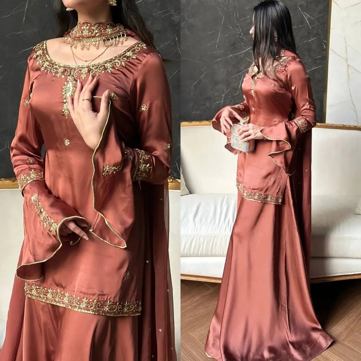 Elegant Crepe Silk Sharara Set for Festive and Party Wear