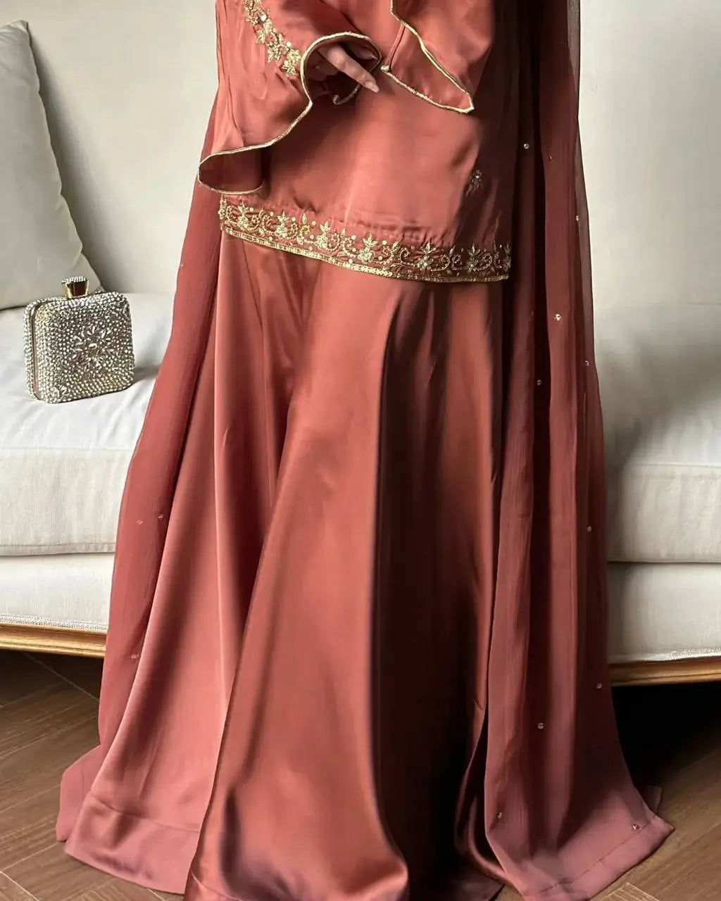 Elegant Crepe Silk Sharara Set for Festive and Party Wear