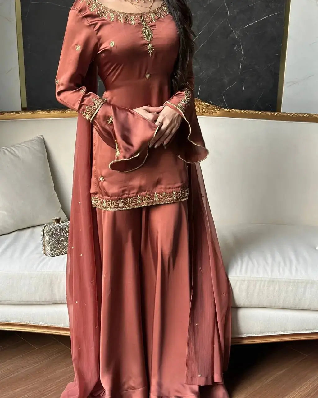 Elegant Crepe Silk Sharara Set for Festive and Party Wear