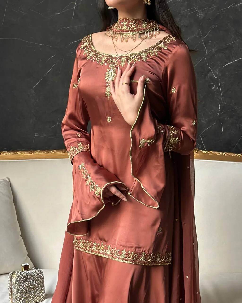 Elegant Crepe Silk Sharara Set for Festive and Party Wear