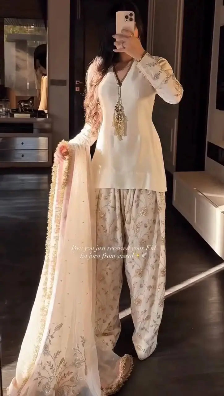 Elegant Crepe Silk Sharara Set for Festive and Party Wear