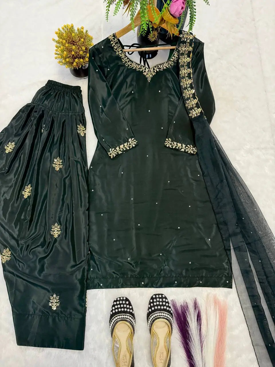 Elegant Crepe Silk Sharara Set for Festive and Party Wear