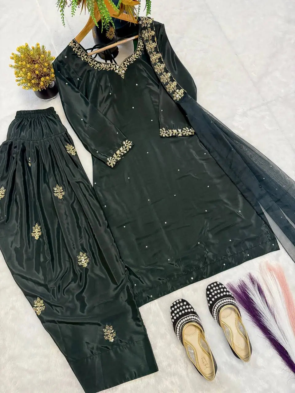 Elegant Crepe Silk Sharara Set for Festive and Party Wear