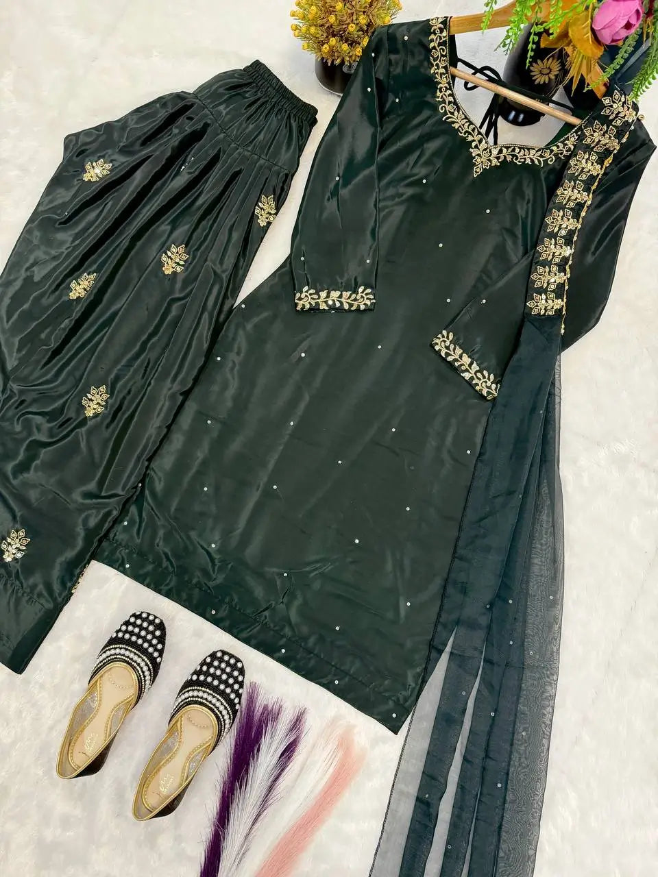 Elegant Crepe Silk Sharara Set for Festive and Party Wear