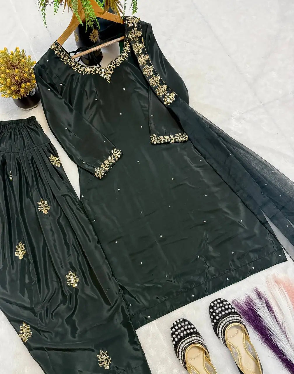 Elegant Crepe Silk Sharara Set for Festive and Party Wear