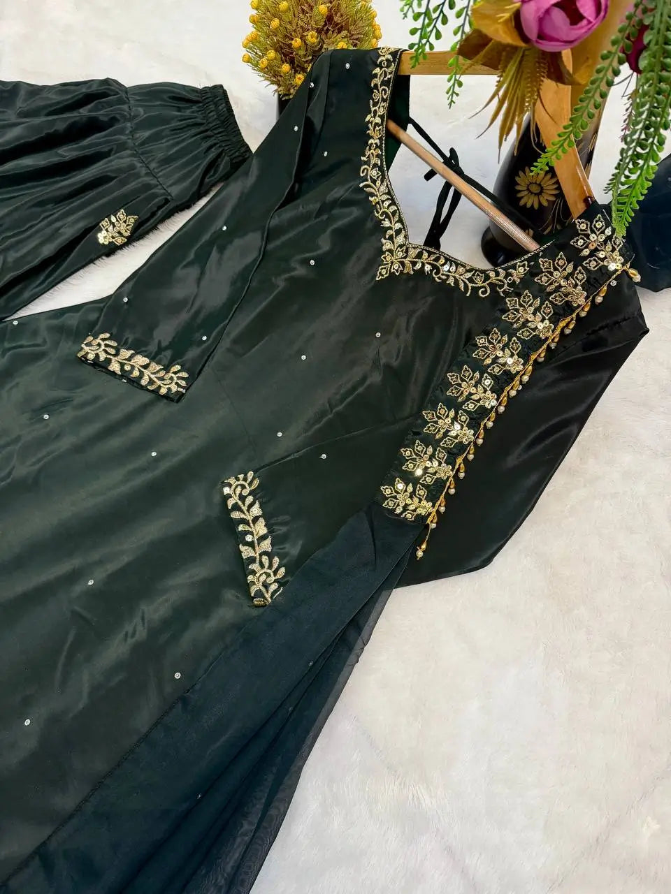 Elegant Crepe Silk Sharara Set for Festive and Party Wear