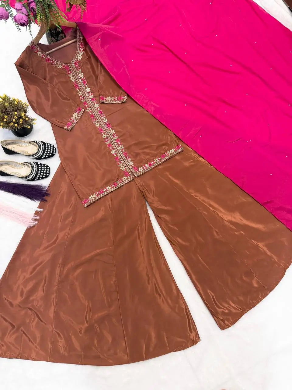 Elegant Crepe Silk Sharara Set for Festive and Party Wear