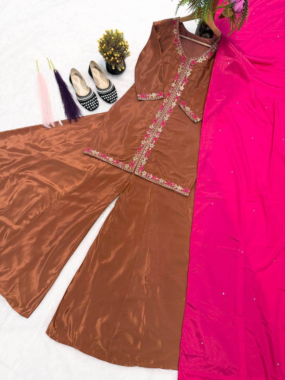 Elegant Crepe Silk Sharara Set for Festive and Party Wear