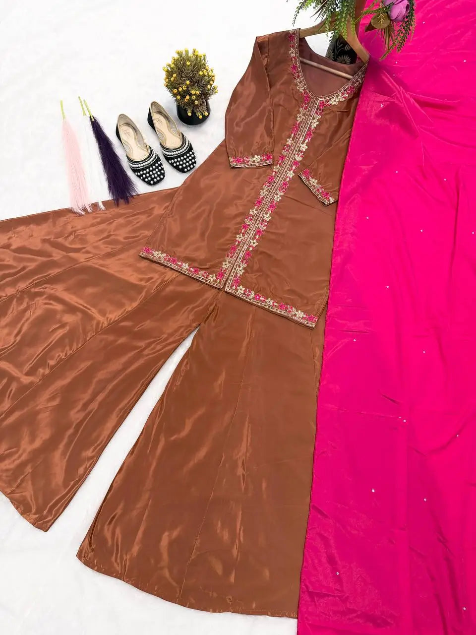Elegant Crepe Silk Sharara Set for Festive and Party Wear