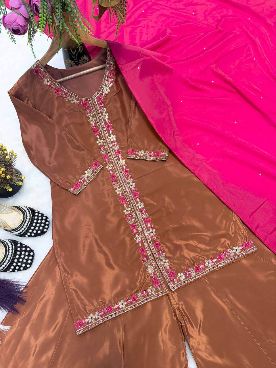 Elegant Crepe Silk Sharara Set for Festive and Party Wear