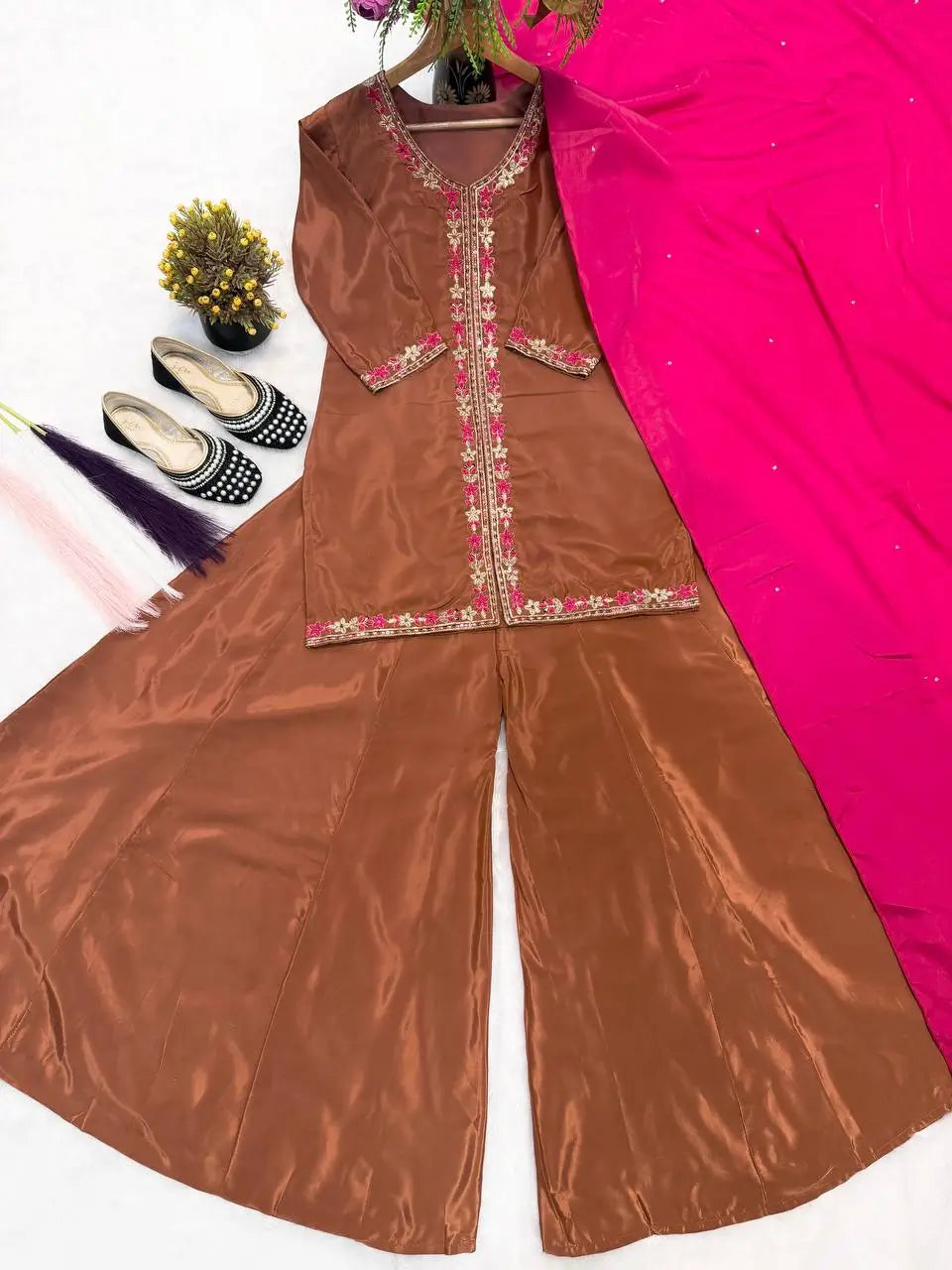 Elegant Crepe Silk Sharara Set for Festive and Party Wear