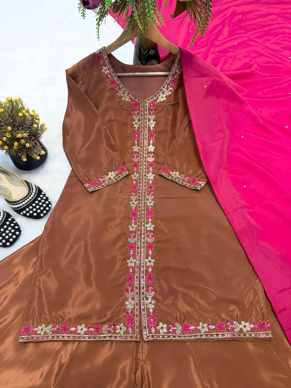 Elegant Crepe Silk Sharara Set for Festive and Party Wear