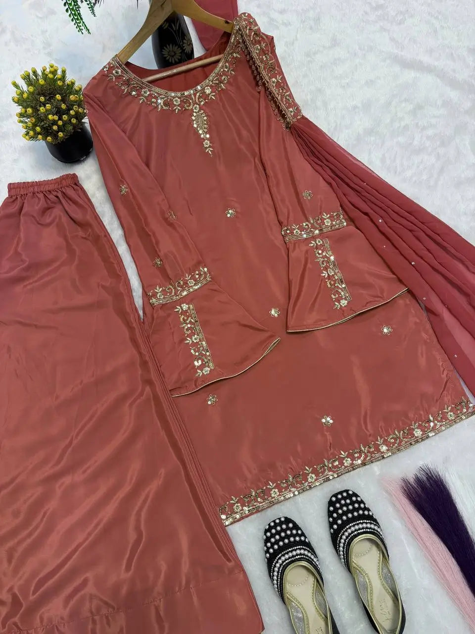 Elegant Crepe Silk Sharara Set for Festive and Party Wear