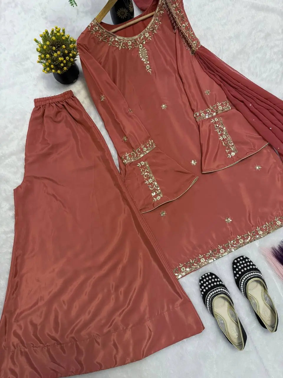 Elegant Crepe Silk Sharara Set for Festive and Party Wear