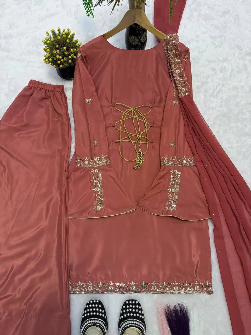 Elegant Crepe Silk Sharara Set for Festive and Party Wear