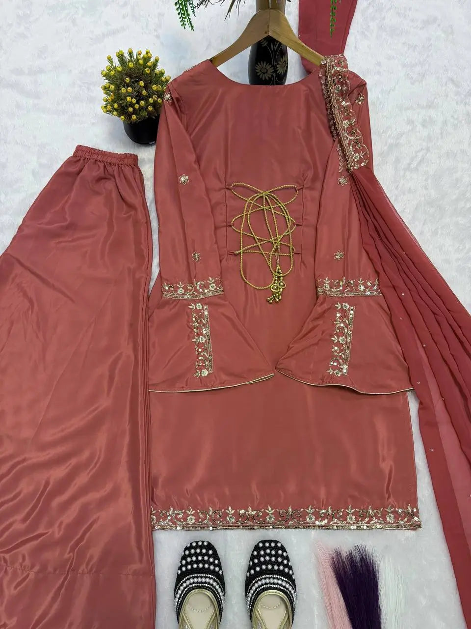Elegant Crepe Silk Sharara Set for Festive and Party Wear