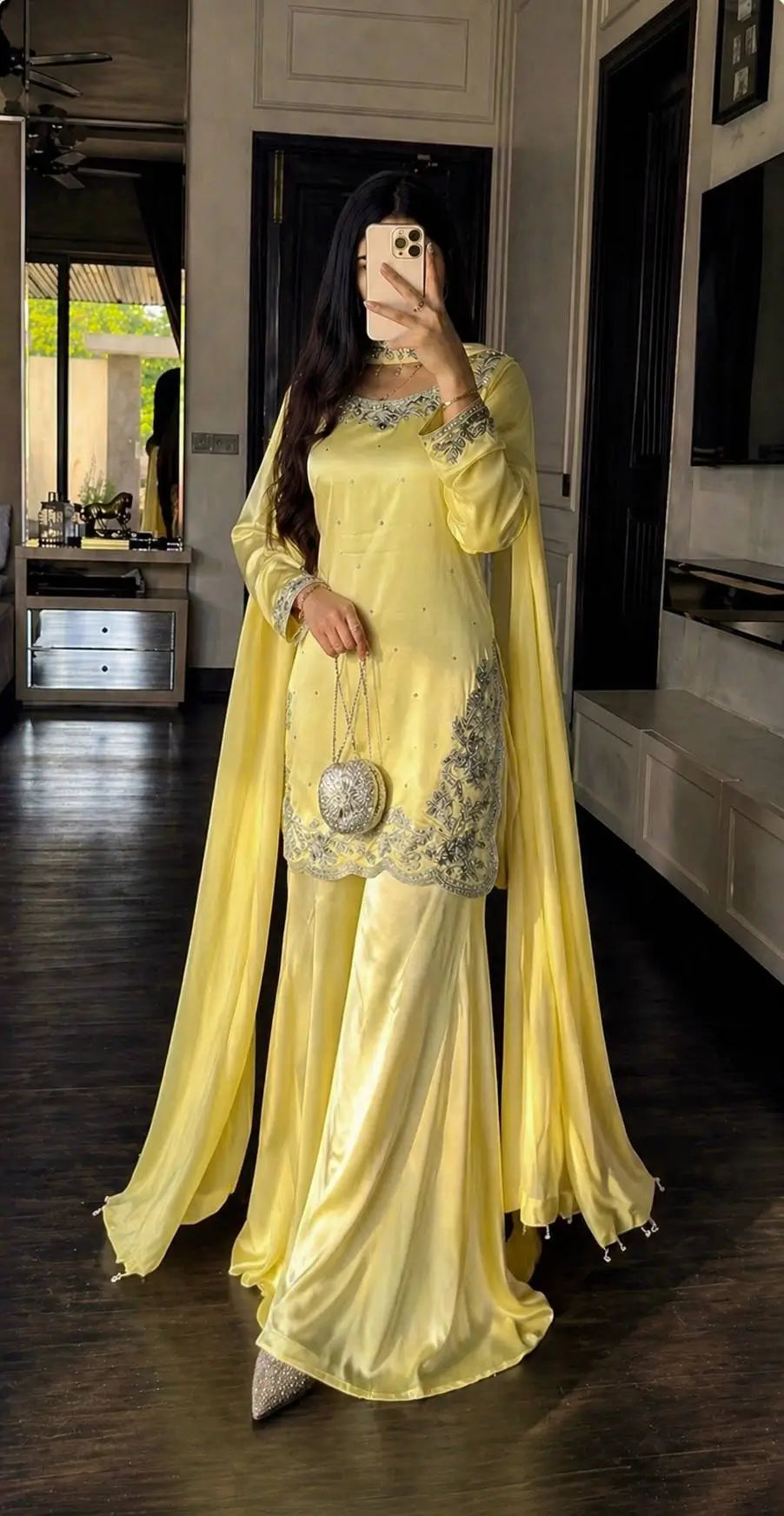 Elegant Crepe Silk Sharara Set for Festive and Party Wear