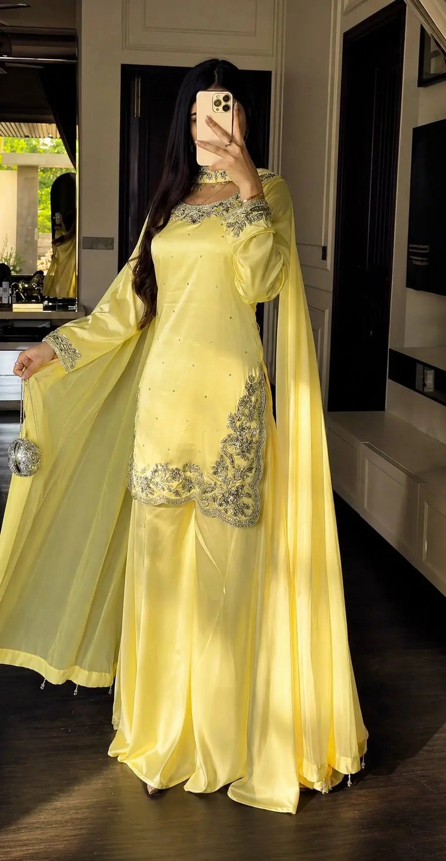 Elegant Crepe Silk Sharara Set for Festive and Party Wear