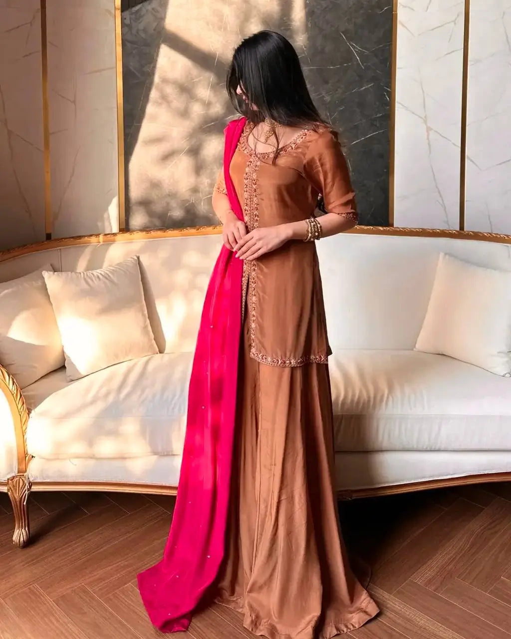 Elegant Crepe Silk Sharara Set for Festive and Party Wear