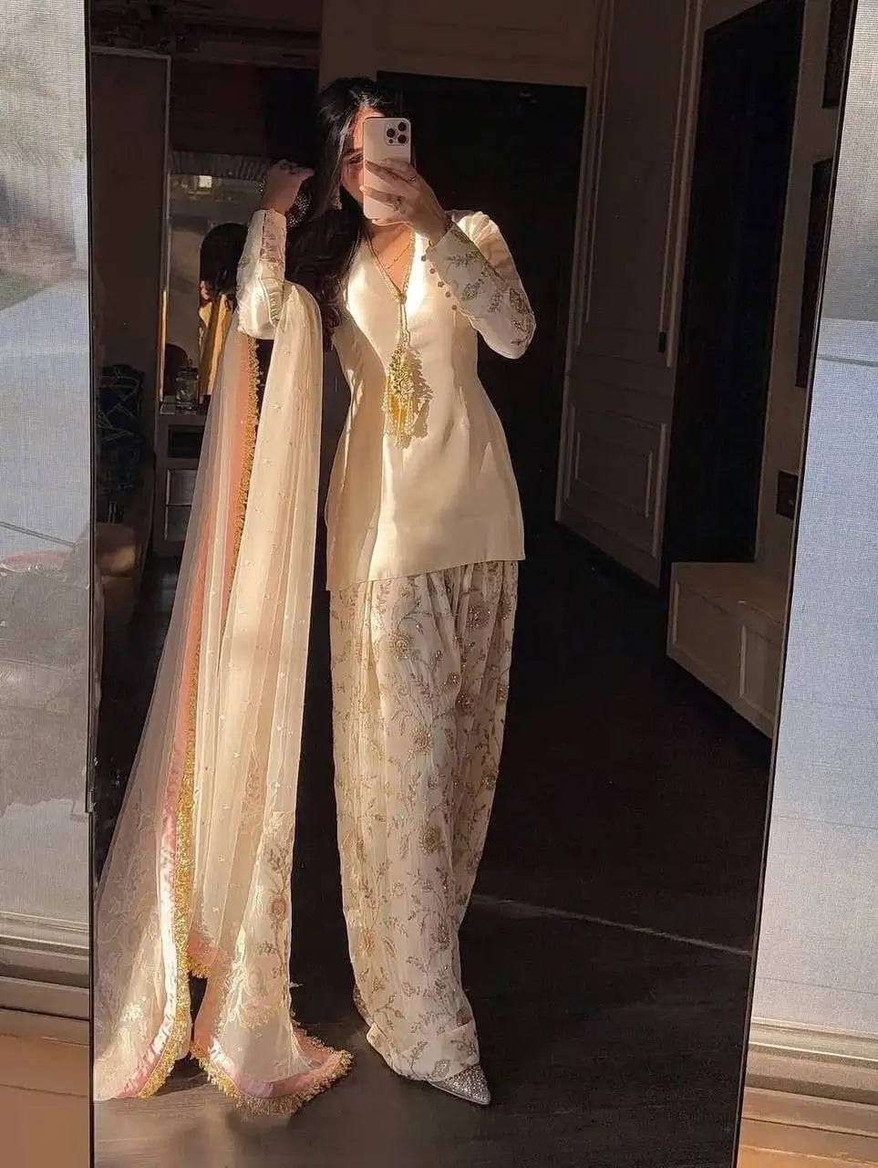 Elegant Crepe Silk Sharara Set for Festive and Party Wear