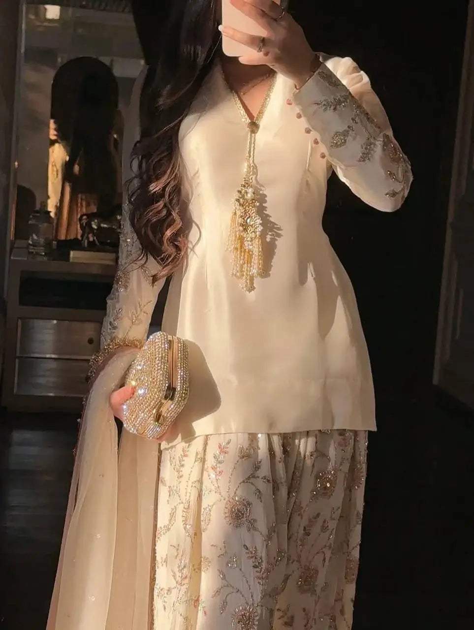 Elegant Crepe Silk Sharara Set for Festive and Party Wear