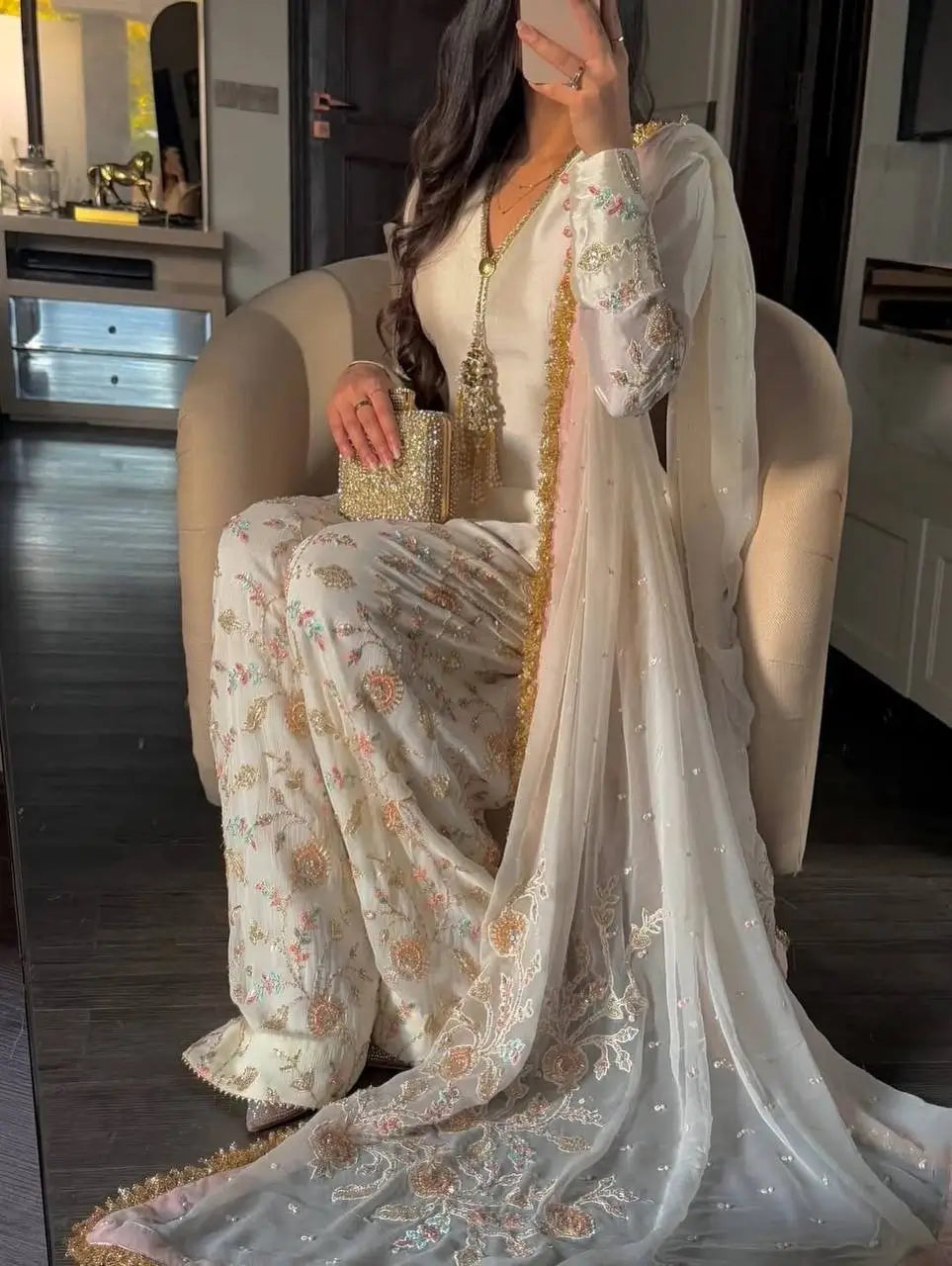 Elegant Crepe Silk Sharara Set for Festive and Party Wear