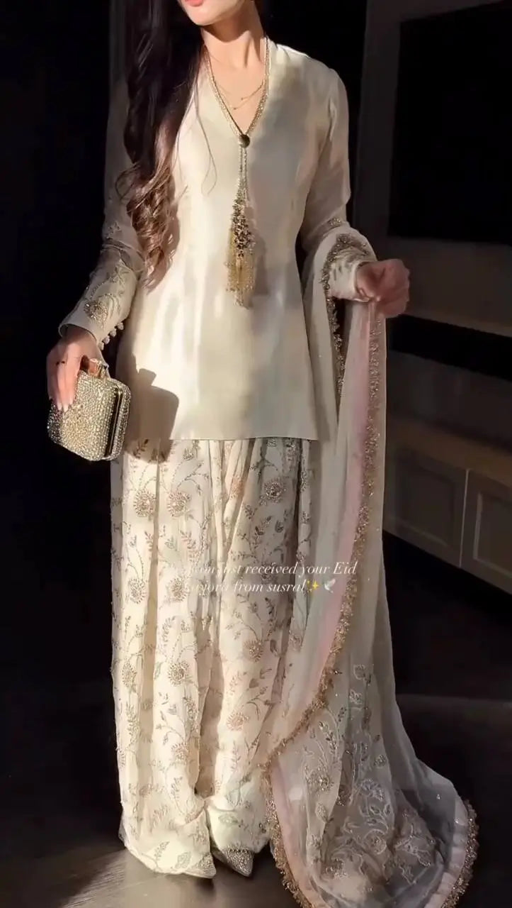 Elegant Crepe Silk Sharara Set for Festive and Party Wear