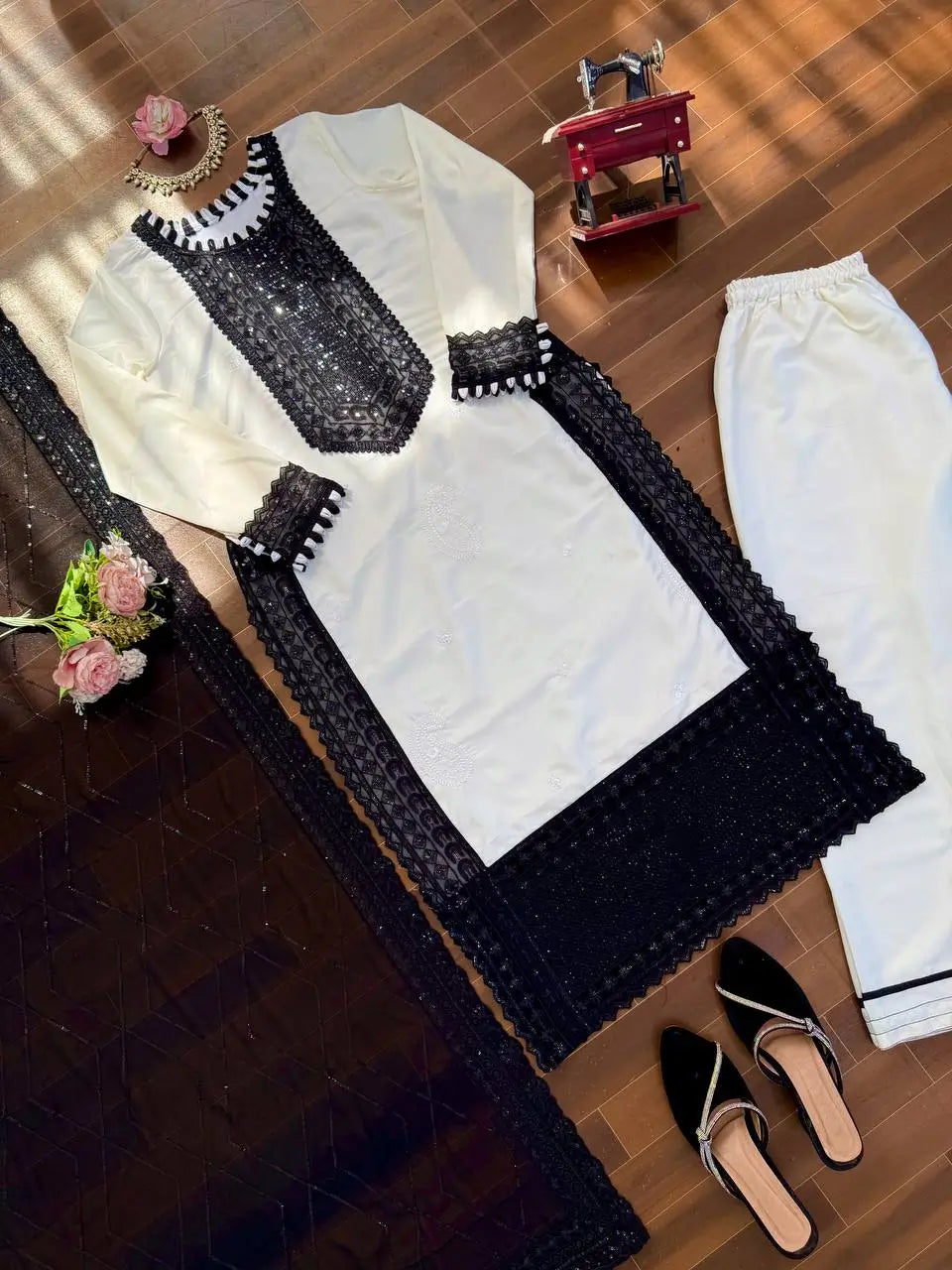 Elegant Crepe Straight Suit Set for Festive and Office Wear