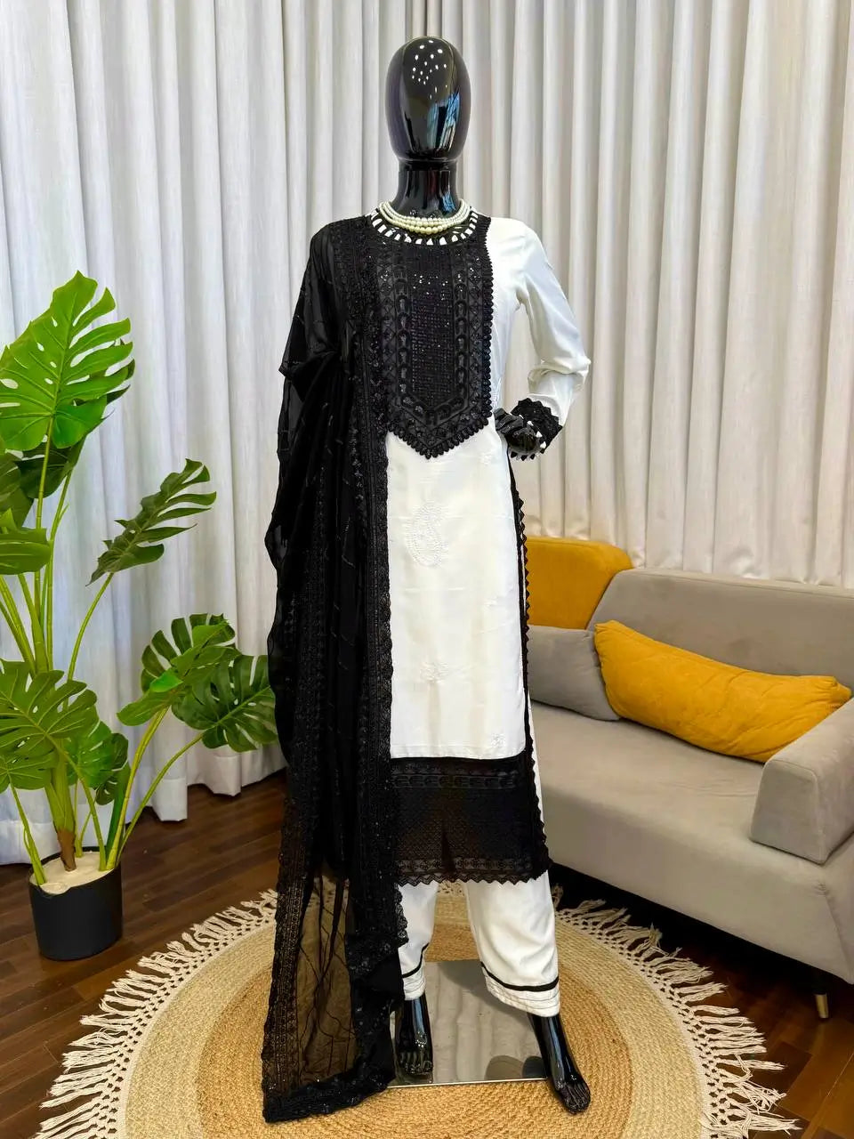 Elegant Crepe Straight Suit Set for Festive and Office Wear
