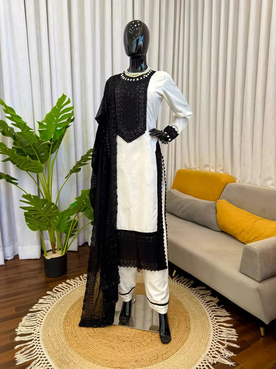 Elegant Crepe Straight Suit Set for Festive and Office Wear