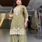 Elegant Crunchy Silk Sharara Suit Set for Festive and Traditional Wear