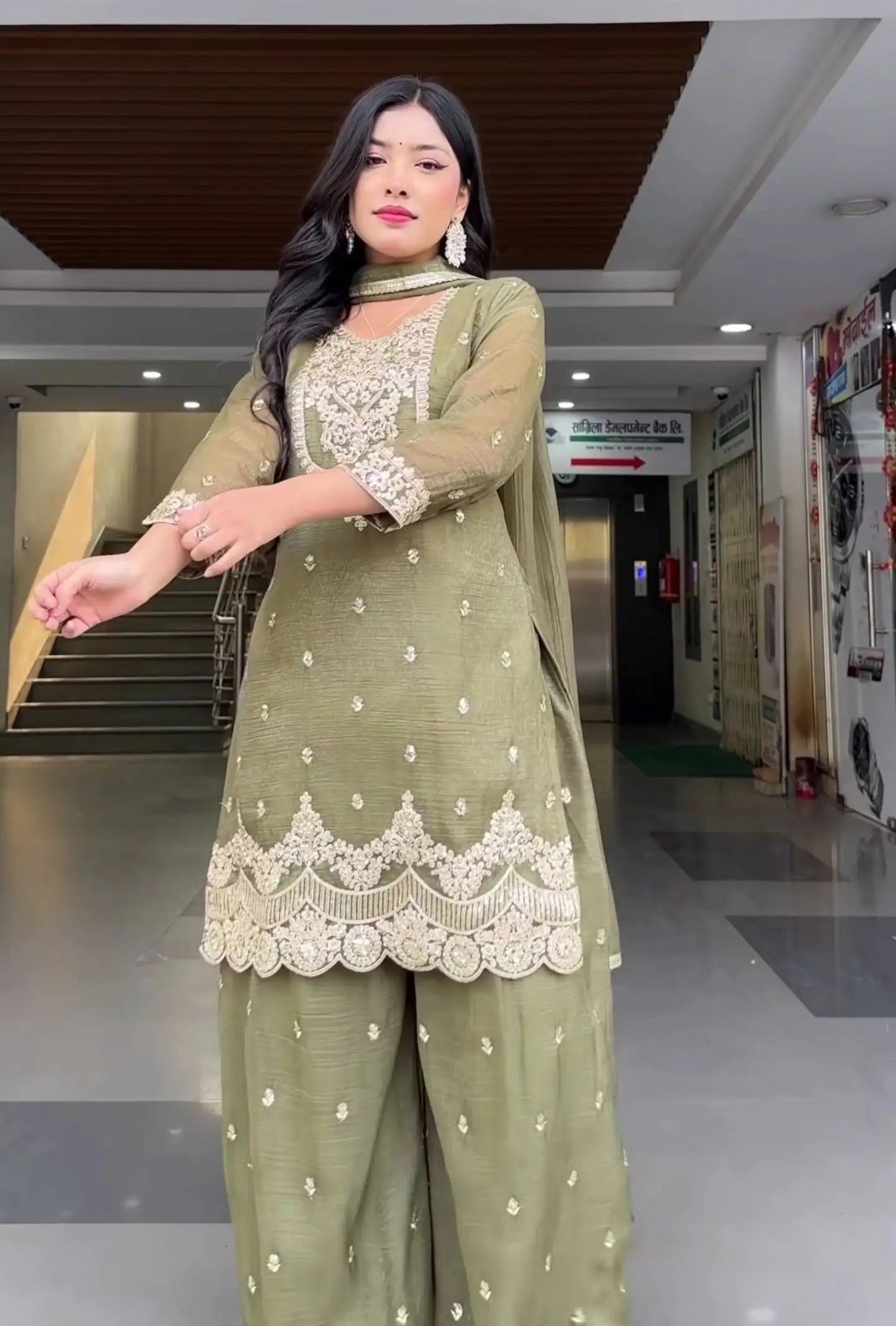 Elegant Crunchy Silk Sharara Suit Set for Festive and Traditional Wear